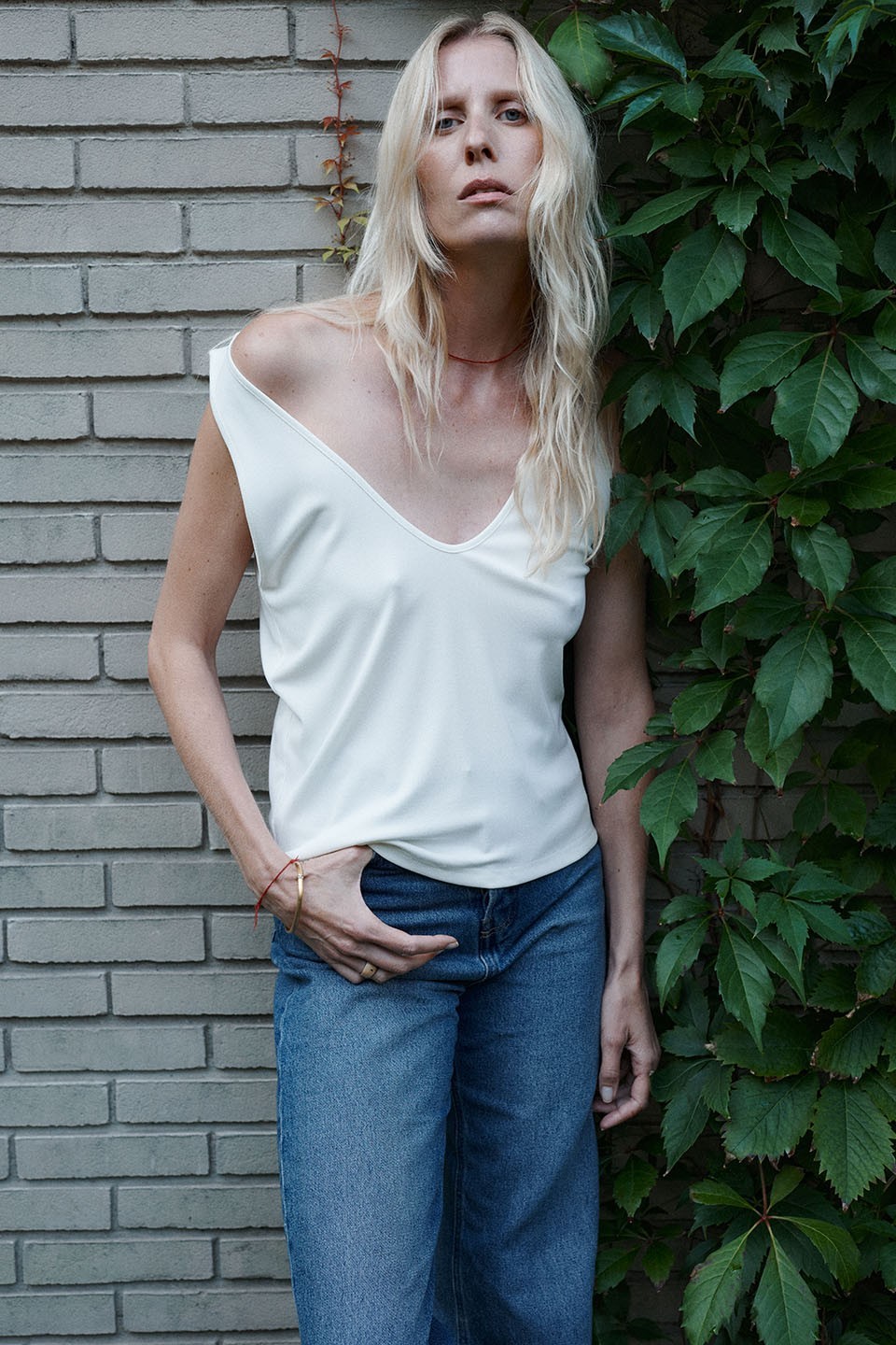 White Relaxed Cupro Tank Top