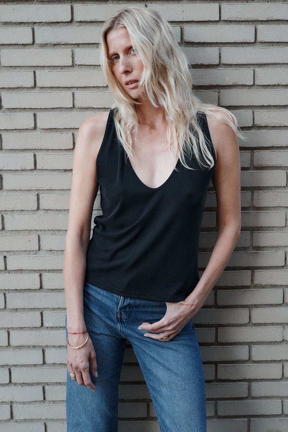 Black Relaxed Cupro Tank Top