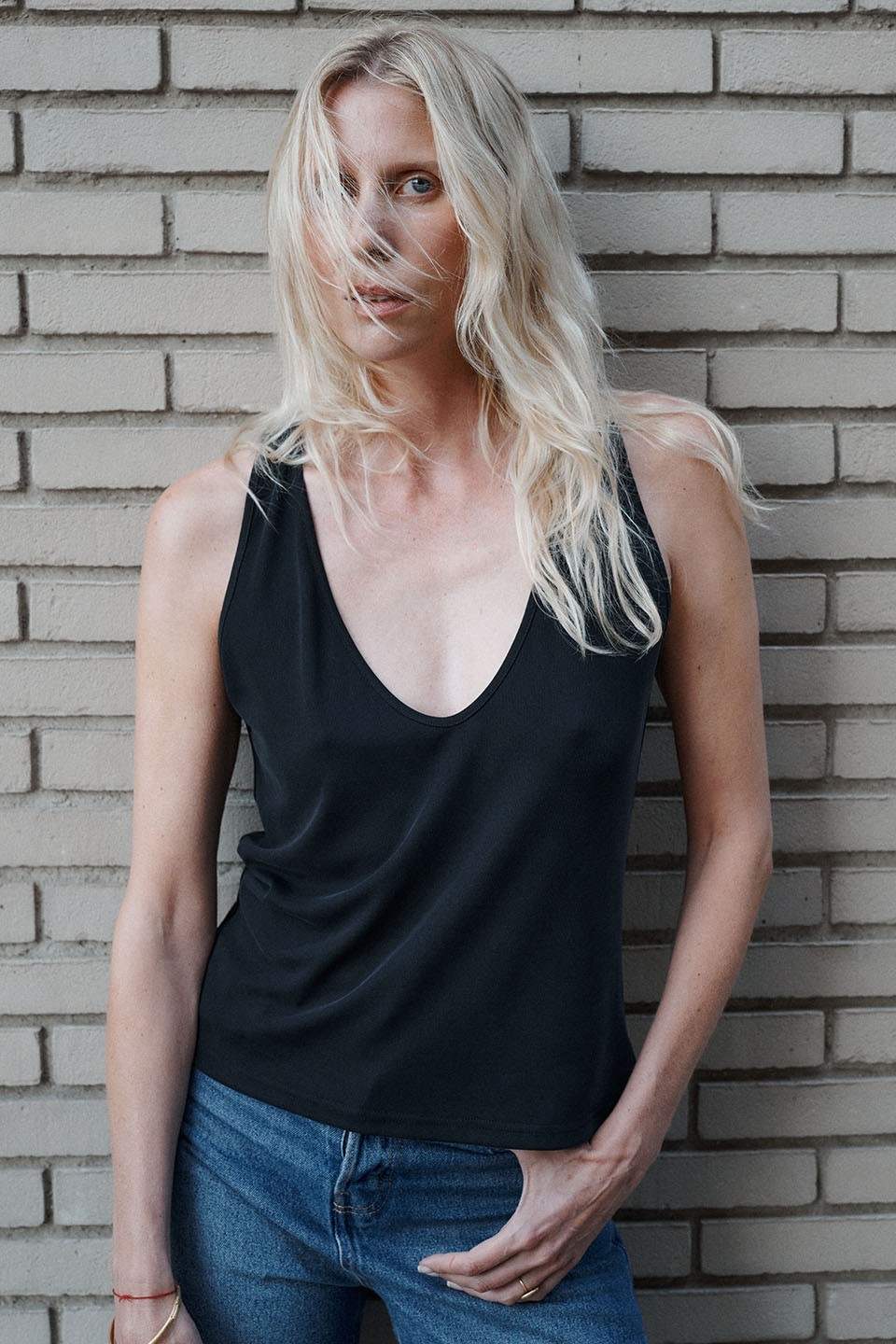 Black Relaxed Cupro Tank Top