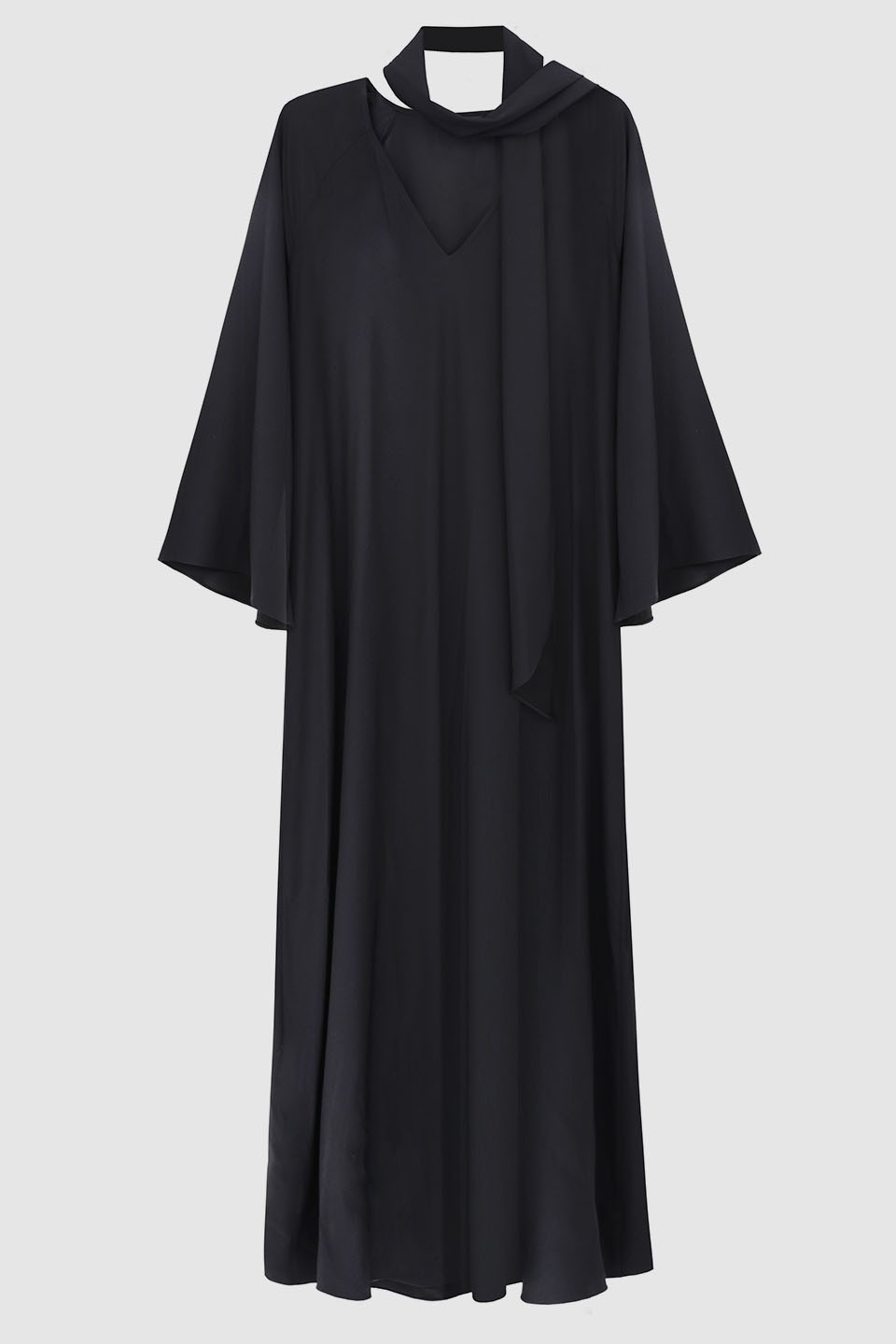 Black silk dress with a scarf
